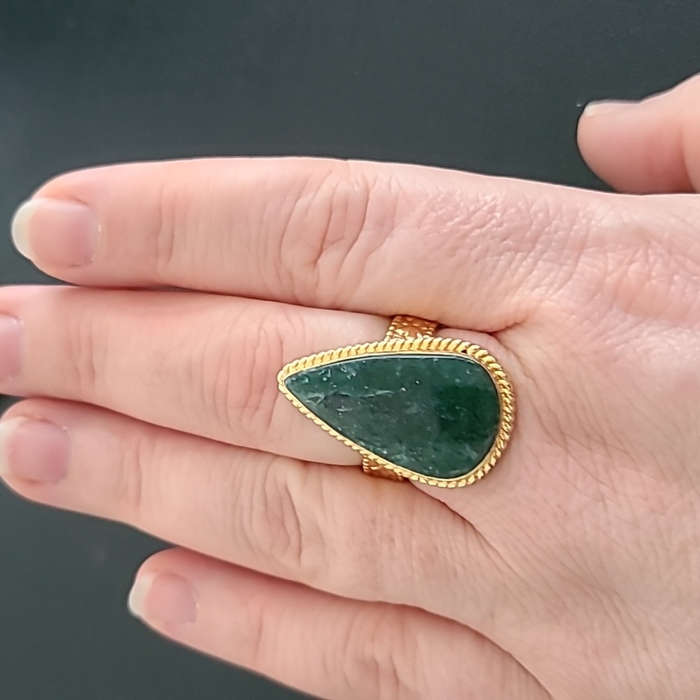 Stunning green agate ring - Picture 3 of 5